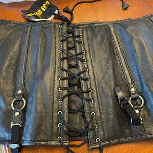 Lambskin Leather Corset Mini Skirt